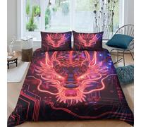 All Season 3D Microfiber neon-dragon-circuit Duvet Cover Breathable Bedding Sets with Matching Pillowcase cyberpunk-art-style Bed Quilt Cover Easy Care, Washable for Home Decor Double（200x200cm）