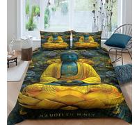All Season 3D Print Microfiber Buddha statue Bedding Quilt Cover Breathable Bedding Set w/Pillowcases Spiritual art style Duvet Cover Sets Soft for Teens Adults Super king（260x220cm）