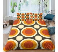 All Season 3D Print Microfiber circular patterns Duvet Cover Easy Care Bedding Set w/ Pillowcases retro geometric design Quilt Cover Set Breathable Soft Washable for Kids Boys Girls Single（135x200cm）