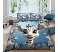 All Season 3D Print Microfiber Cute giraffe Bedding Quilt Cover Breathable Bedding Set with Pillowcases Cartoon animal design Duvet Cover Sets Machine Washable Soft for Teens Adults Single（135x200cm）