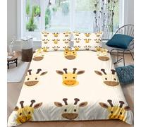 All Season 3D Print Microfiber Giraffe faces Comforter Cover All Season Bedding Set w/ Pillow Shams Cartoon animal design Duvet Cover Sets Breathable Machine Washable for Teens Adults King（220x240cm）