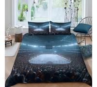 All Season 3D Print Microfiber hockey arena Duvet Cover Easy Care Bedding Set with Pillowcases sports event style Quilt Cover Sets Breathable Soft Machine Washable for Kids Boys Girls King（220x240cm）