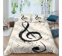 All Season 3D Print Microfiber Musical note Comforter Cover All Season Bedding Set with Pillow Shams Abstract brush style Bedding Quilt Cover Easy Care, Washable for Home Decor Double（200x200cm）