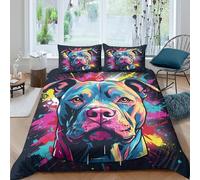 All Season 3D Print Microfiber Pitbull portrait Bedding Quilt Cover Breathable Bedding Set w/Pillowcases vibrant pop art style Duvet Cover Set Soft for Teens Adults Double（200x200cm）