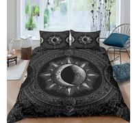 All Season 3D Printed Microfiber MoonSymbol Duvet Cover Easy Care Bedding Set with Pillowcases MysticalArtStyle Quilt Cover Sets Breathable Soft Machine Washable for Kids Boys Girls Double（200x200cm）