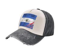 All Season Denim Cap with National Flag Print Versatile Design Baseball Hat for Year Round Wear Black and White One Size