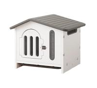 All Season Dog Crate Furniture, 31in with Two Trays, Double Food Bowls at the Bottom, Suitable for Small and Medium Dogs(Grey - Medium)