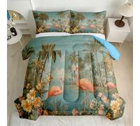 All-Season Double Tropical Palm Tree Coverless Duvet Set 200x200cm