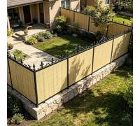 All-Season Fence Screen, Breathable Privacy Barrier, Cuttable | Sturdy 3-Rib Structure Privacy Fence Panel, For Yard, Terrace And Poolside(Wood-tone,80x300cm)