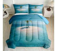 All-Season Single Coverless Duvet Set 7.5 Tog Ocean Palm Tree