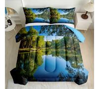 All-Season Single Lake Landscape Coverless Duvet Set 135x200cm