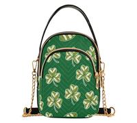All Season Small Handbag With Top Handle | Stain Resistant & Easy To Wipe Clean Mini Handbag Travel Short Trip Green Clover Leaf