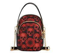 All Season Small Handbag With Top Handle | Stain Resistant & Easy To Wipe Clean Phone Bag Weekend Outdoor Walk Black Floral Skulls Skeleton