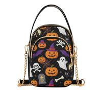 All Season Small Handbag With Top Handle | Stain Resistant & Easy To Wipe Clean Small Handheld Travel Bag Weekend Outdoor Walk Pumpkins Ghosts Skulls