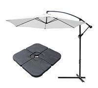 All Seasons Gazebos Ross James premium garden parasol umbrella with crank handle including base weight (Grey)
