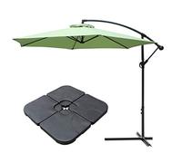All Seasons Gazebos Ross James premium garden parasol umbrella with crank handle including base weight (Green)