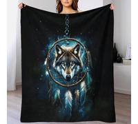 All Seasons Gray Wolf Throw Blanket for Couch & Bed - 3D Jacquard Decorative Dreamcatcher Blankets, Soft & Cozy Warm Plush Fluffy Fleece Blanket 40x50inch(100x130cm)
