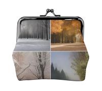 All Seasons Prints Coin Purse Kiss Lock Pu Leather Mini Pouch Wallet Change Bag for Women Girls Kids