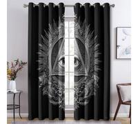 All Seeing Eye Blackout Curtains for Bedroom Living Room, Evil Eye Curtains Eyelet 108 Drop Home Decor, Patterned Window Drapes, 90x108 Inch 2 Panels A-M16