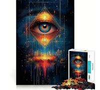 All-Seeing Eye Cityscape 1000 Jigsaw Puzzle Cognitive Fun Play Clean Cut Sturdy Components Quiet Time Mind Exercise at Home (50x75cm)