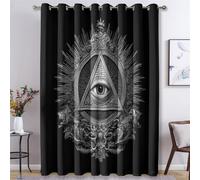 All Seeing Eye Curtains for Bedroom Living Room, Evil Eye Blackout Curtains Eyelet 108 Drop - Thermal Patterned Window Drapes Home Decor 90x108 Inch 2 Panels K2