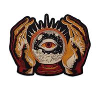 All-Seeing Eye Embroidered Patch, Mystical Crystal Ball Fortune Teller Design, Iron-On, 7.1x5.4 Inches, Occult Spiritual Theme for Jackets Backpacks