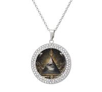 All Seeing Eye Freemasons Necklace For Women Charm Circle Pendant with Crystals Dainty Jewelry