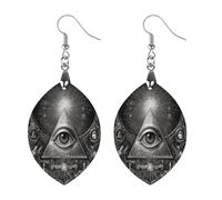 All-seeing Eye Freemasons Printed Wooden Earrings Pendants Lightweight Dangle Drop Earring Charms Gifts for Women