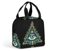 All Seeing Eye Illuminati Masonic Freemason Eye Insulated Lunch Bag Funny Reusable Lunch Box Tote Bags for Work Picnic Travel