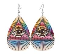 All Seeing Eye Of God Triangle Pyramid Earrings Fun Dangle Earrings Lightweight Ear Pendants For Beach Women