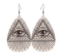 All Seeing Eye Of God Triangle Pyramid Teardrop Earrings Durable Teardrop Dangle Faux Leather Earrings Lightweight Leather Earring For Beach Married Women