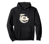 All Seeing Eye On Crescent Moon Graphic Protection Top Art Pullover Hoodie