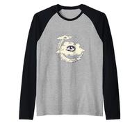 All Seeing Eye On Crescent Moon Graphic Protection Top Art Raglan Baseball Tee