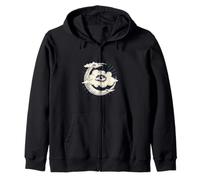 All Seeing Eye On Crescent Moon Graphic Protection Top Art Zip Hoodie