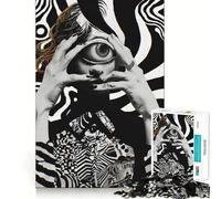 All-Seeing Eye Portrait Jigsaw Puzzles1000 Pieces Cognitive Boost Fun Burr Free Clean Cut Pieces Holiday Indoor Entertainment Toy (38x26cm)