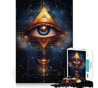 All-Seeing Eye Pyramid 1000-piece Jigsaw Puzzles Think Exercise Game Tight Interlock No Gaps Interactive Brain Challenge for Home (38x26cm)