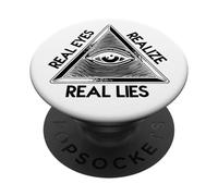 All-Seeing Eye - 'Real Eyes Realize Real Lies Pyramid PopSockets Adhesive PopGrip