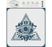 All Seeing Eye Stencil, 21.5 x 20 cm (L) - Pyramid Symbol Eye of Providence Triangle Magic Freemasonry Spiritual Esoteric Stencils for Painting Template