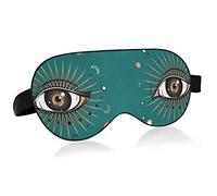 All Seeing Eye Symbol Boho Style On Green Eye Masks Cover Blocks Light Sleep Mask Shade Cover Blindfold Relaxing Eyeshade Cover with Adjustable Head Strap for Men Women Kids
