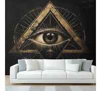 All Seeing Eye Wallpaper, Black Gold Wall Mural, Wallpaper for Bedroom Living Room, Home Decor, Photo Wall Paper, 274 x 254 cm W&Q