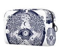 All Seeing Eye with Moon Stars Cosmetic Bag for Women, Travel Toiletries Bags Large Makeup Handy Pouch Organiser Bag with Zipper