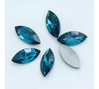 All-Size 24-Color Horse Eye Glass Crystal Pointed Back Rhinestones Foiled Fancy stons for Shoes Garment Headdress Jewelry Making-Capri blue-7x15mm 20pcs