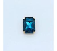 All-Size 24-Colors Flatback Rectangle sew on Strass Glass Gemstone Sewing Crystal Rhinestone Gold Claw Button for Wedding Dress-Capri blue-20p 10x14.0mm