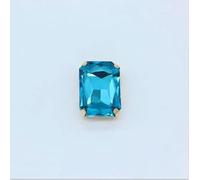 All-Size 24-Colors Flatback Rectangle sew on Strass Glass Gemstone Sewing Crystal Rhinestone Gold Claw Button for Wedding Dress-Blue lake-6p 18x27mm
