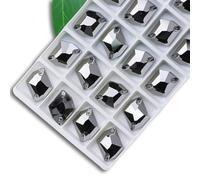 All Size All Color AB Sew on Rhinestone Glass Crystal Cosmic Sew on Stone Flatback Botton for Weding Dress Decoration-Gray Hematite-13x17mm 20pcs