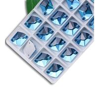 All Size All Color AB Sew on Rhinestone Glass Crystal Cosmic Sew on Stone Flatback Botton for Weding Dress Decoration-Aquamarine-10x14mm 28pcs