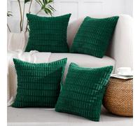 All Smiles Cushion Covers 45x45 cm Decorative Throw pillow covers Rustic Boho Farmhouse Home Corduroy Square Cushion Case 18x18 Set of 4 for Living Room Couch Bed Sofa,DarkGreen