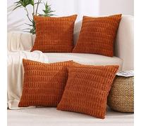 All Smiles Fall Decor Decorative Cushion Covers Rustic Boho Farmhouse Home Corduroy Square Cushion Case 18x18 Set of 4 for Living Room Couch Bed Sofa, Rust Terracotta Orange