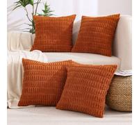 All Smiles Fall Decorative Throw Pillow Covers 26x26 Set of 4 Rust Thanksgiving Farmhouse Home Corduroy Square Cushion Case for Decor Living Room Couch Bed Sofa,Boho Terracotta Orange