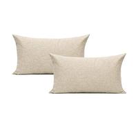 All Smiles Lumbar Throw Pillow Covers 12x20 Set of 2 Linen Beige Rectangle Pillow Cases Burlap Oblong Cushion Farmhouse Neutral Khaki Home Décor Indoor Outdoor for Bed Sofa Couch Patio Bedroom